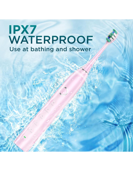 Cepillo de Dientes Eléctrico Fronix Sonic Rosa con 8 Cabezas