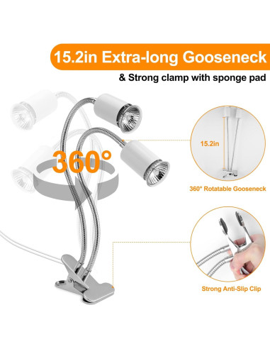 Lámpara de Calor para Reptiles Petboda WGD001 4 Bombillas 25W/50W