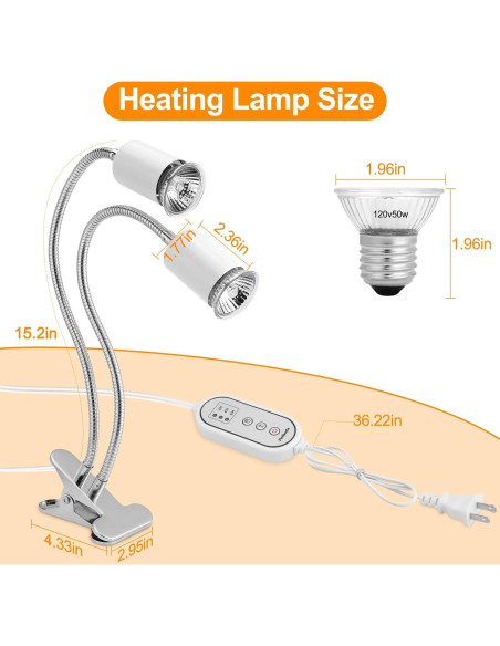 Lámpara de Calor para Reptiles Petboda WGD001 4 Bombillas 25W/50W