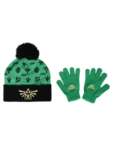 Gorro de Forro Polar Verde Zelda con Guantes para Niños
