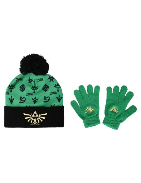 Gorro de Forro Polar Verde Zelda con Guantes para Niños