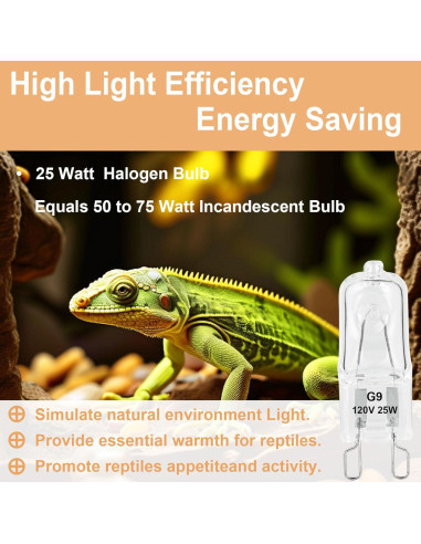 Bombillas de Calor G9 Halógenas 25W para Reptiles - Paquete de 2