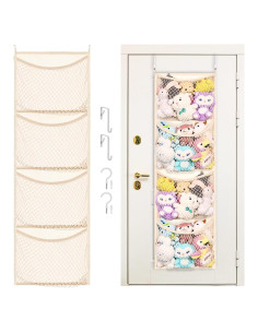 Organizador de Juguetes de Peluche Ofiray-home Beige 4 Bolsillos