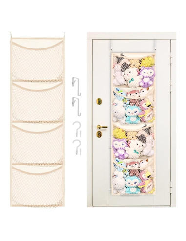 Organizador de Juguetes de Peluche Ofiray-home Beige 4 Bolsillos