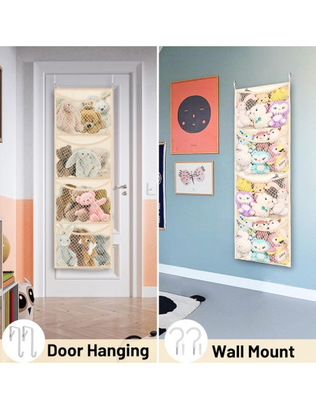 Organizador de Juguetes de Peluche Ofiray-home Beige 4 Bolsillos