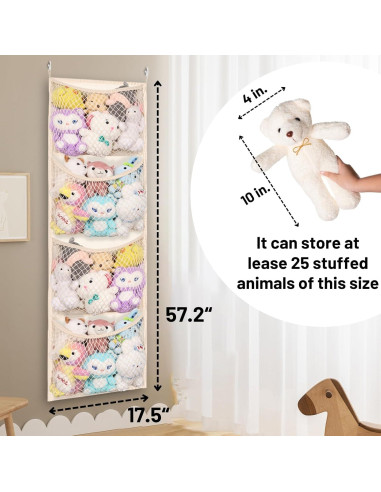 Organizador de Juguetes de Peluche Ofiray-home Beige 4 Bolsillos