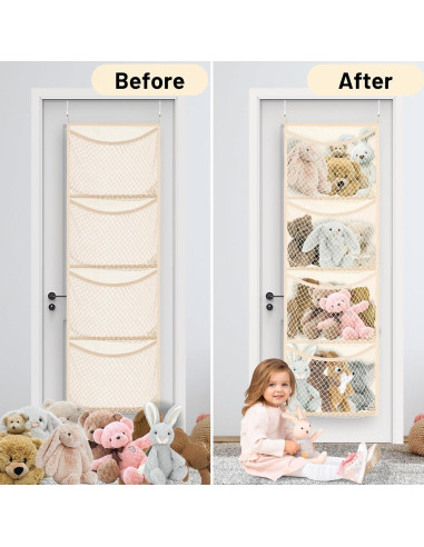 Organizador de Juguetes de Peluche Ofiray-home Beige 4 Bolsillos