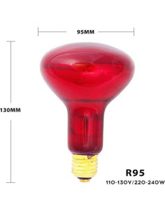 Bombilla de Calor Infrarroja BONGBADA R95 100W E26 Rojo 2