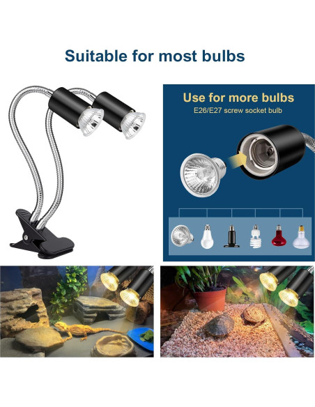 Lámpara de Calor Doble Cabeza Buddypuppy UVA UVB 25W