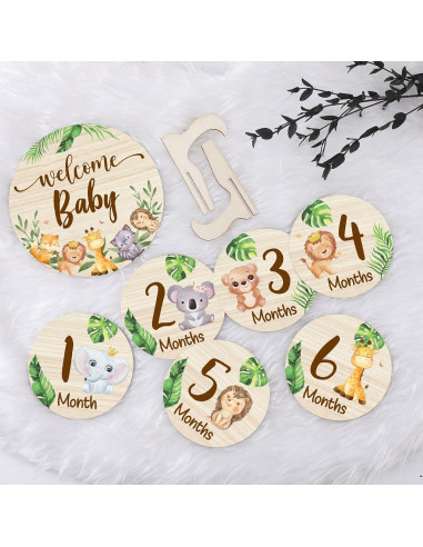 Tarjetas de Hitos Mensuales de Madera XLSXEXCL - 7 Piezas