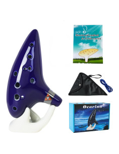 Ocarina de Cerámica Azul 12 Agujeros C con Libro de Canciones
