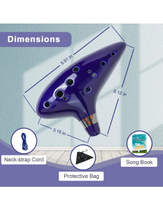 Ocarina de Cerámica Azul 12 Agujeros C con Libro de Canciones 2
