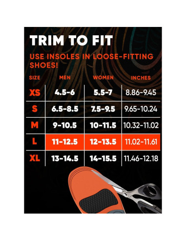 Plantillas ortopédicas SUPINEVER para fascitis plantar - Soporte alto - Para más de 100 kg - Tamaño L