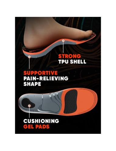 Plantillas ortopédicas SUPINEVER para fascitis plantar - Soporte alto - Para más de 100 kg - Tamaño L