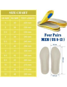 Plantillas de Memoria Unittype 4 Pares Beige Hombres 8-12 2