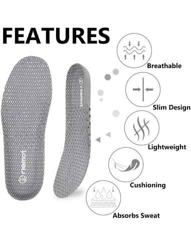 Plantillas Transpirables Riemot para Zapatos Hombre US14 Gris