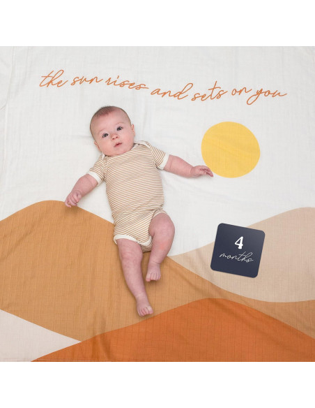 Manta de Muselina Lulujo 101.6cm Hitos del Primer Año Bebé Manta de Muselina Lulujo 101.6cm Hitos del Primer Año Bebé