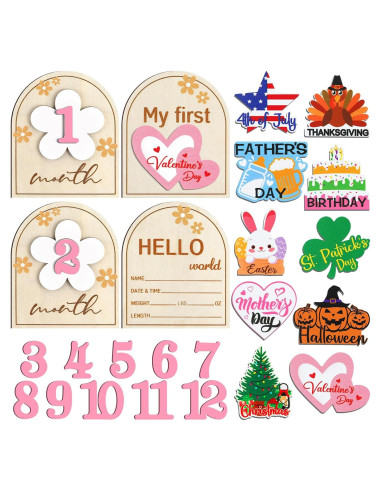 23 Piezas Tarjetas de Hitos Mensuales para Bebés Vercraft