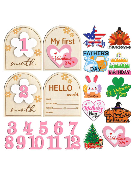 23 Piezas Tarjetas de Hitos Mensuales para Bebés Vercraft