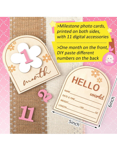 23 Piezas Tarjetas de Hitos Mensuales para Bebés Vercraft