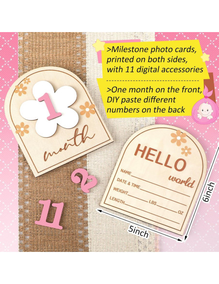 23 Piezas Tarjetas de Hitos Mensuales para Bebés Vercraft