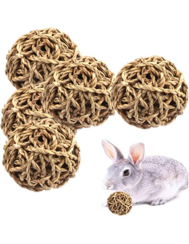 15PCS Juguetes de Bola de Hierba Natural para Mascotas 7.1cm