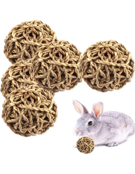 15PCS Juguetes de Bola de Hierba Natural para Mascotas 7.1cm