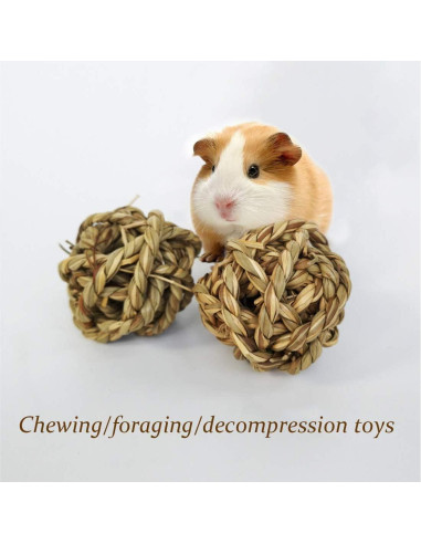 15PCS Juguetes de Bola de Hierba Natural para Mascotas 7.1cm