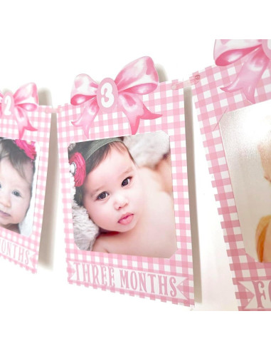 Banner de Fotos Rosa ZTZTST para Primer Cumpleaños Niña