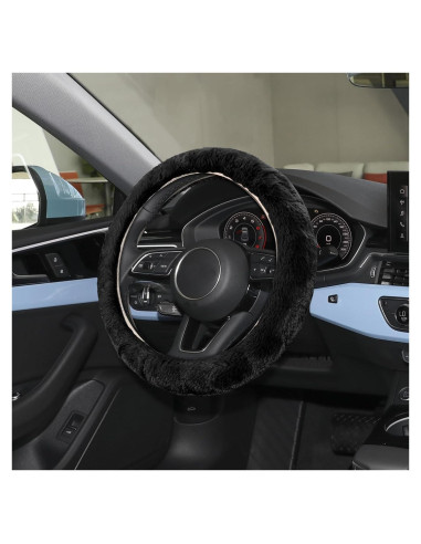 Cubierta de Volante Peluda WINUERK 38 cm Negro Suave Invierno