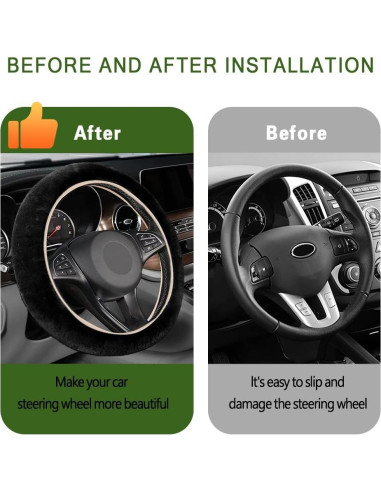 Cubierta de Volante Peluda WINUERK 38 cm Negro Suave Invierno