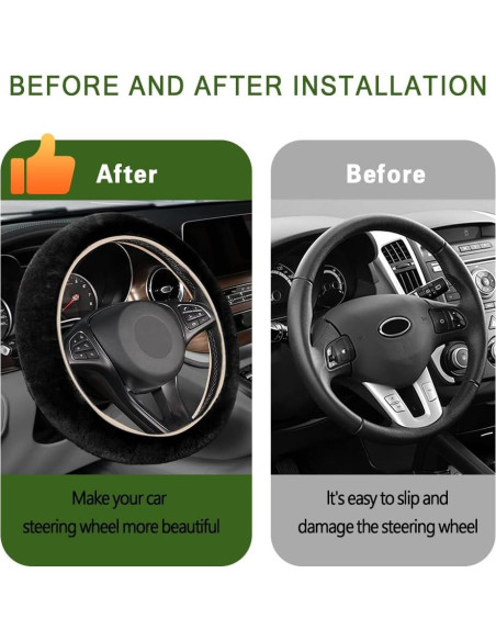 Cubierta de Volante Peluda WINUERK 38 cm Negro Suave Invierno