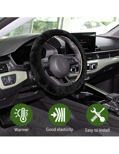 Cubierta de Volante Peluda WINUERK 38 cm Negro Suave Invierno