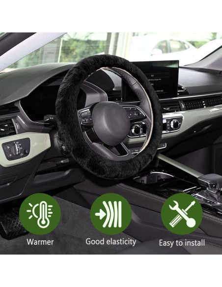 Cubierta de Volante Peluda WINUERK 38 cm Negro Suave Invierno