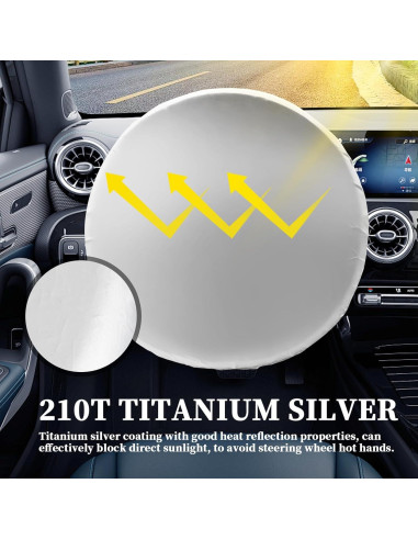 Cubierta de Volante de Coche Figpade 42 cm Titanio Plateado