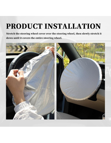 Cubierta de Volante de Coche Figpade 42 cm Titanio Plateado