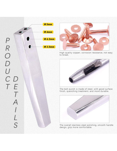 Kit de Remaches y Arandelas de Cobre 38 Piezas Swpeet