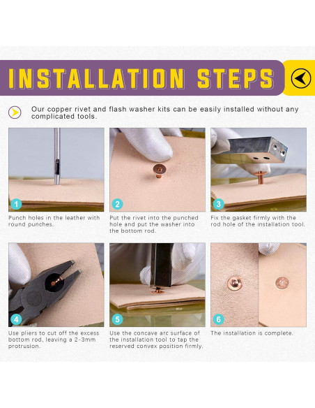 Kit de Remaches y Arandelas de Cobre 38 Piezas Swpeet