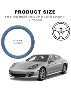 Cubierta de Volante de Coche Peluda KVAEY 39-40 cm Azul 2