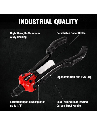 Pistola de Remaches NEXTACK NT300 con 350 Remaches 1/4"