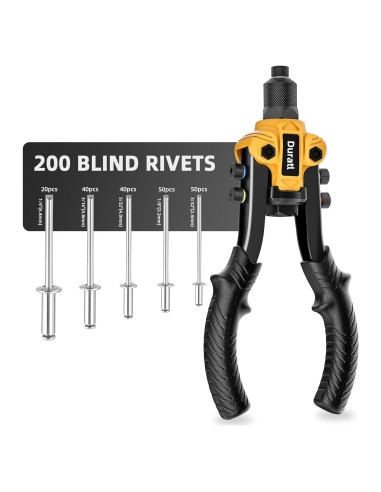 Pistola de Remaches Duratl DT800 con 200 Remaches y 5 Boquillas