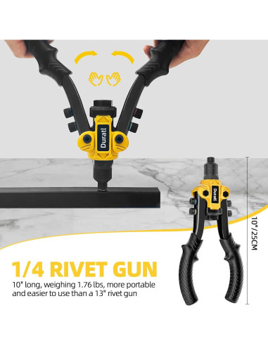 Pistola de Remaches Duratl DT800 con 200 Remaches y 5 Boquillas