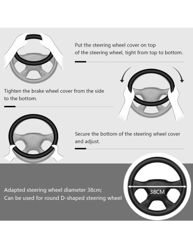 Cubierta de Volante Seeyoo de Peluche Antideslizante 36.83-38.1 cm