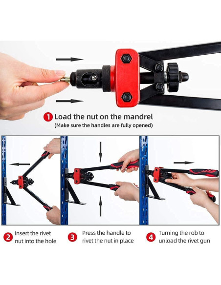 Pistola Remachadora Manual RZX 1.96kg con 6 Mandriles M3-M10