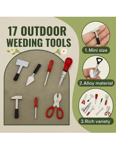 Juego de Herramientas Miniatura GALAOMA 17PCS 1:12 Metal 2