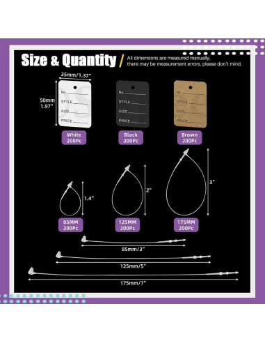 Kit 2100Pcs Etiquetas Colgantes Plástico Swpeet 3" 5" 7"