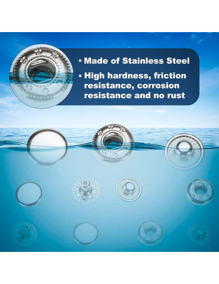 Kit de 120 Broches de Metal Plateado 12.5mm Juasky con Herramientas