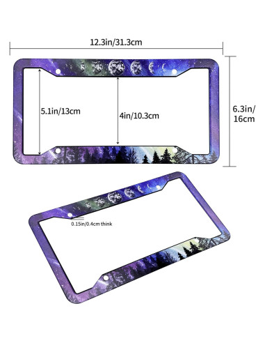 Marco de Placa de Licencia Gayruaicjz Fase Lunar 31.2x16 cm