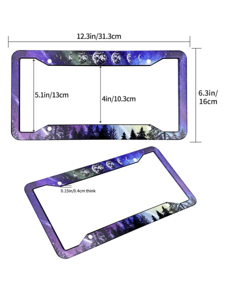 Marco de Placa de Licencia Gayruaicjz Fase Lunar 31.2x16 cm Marco de Placa de Licencia Gayruaicjz Fase Lunar 31.2x16 cm