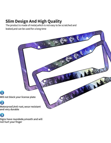 Marco de Placa de Licencia Gayruaicjz Fase Lunar 31.2x16 cm